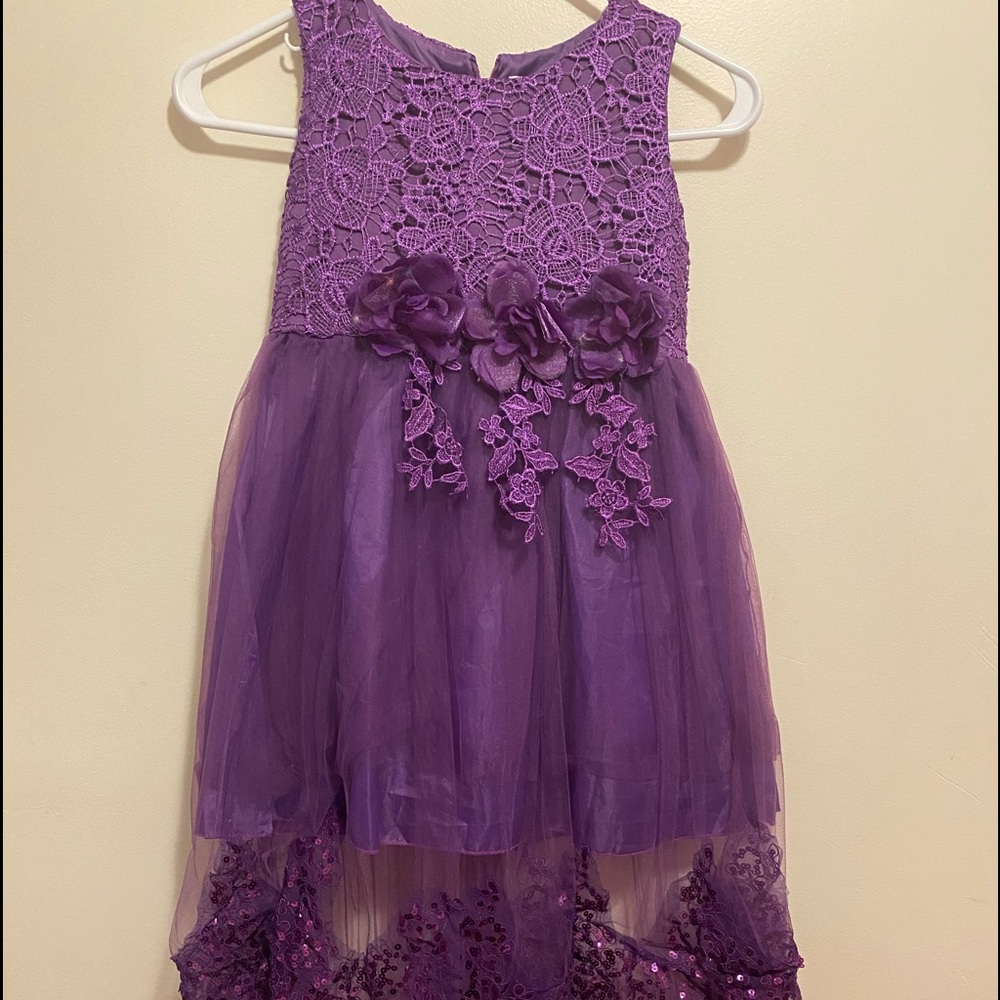 Purple and lace girls formal dress